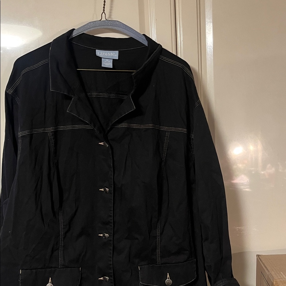 Liz & Me Black Jacket with Contrast Topstitching